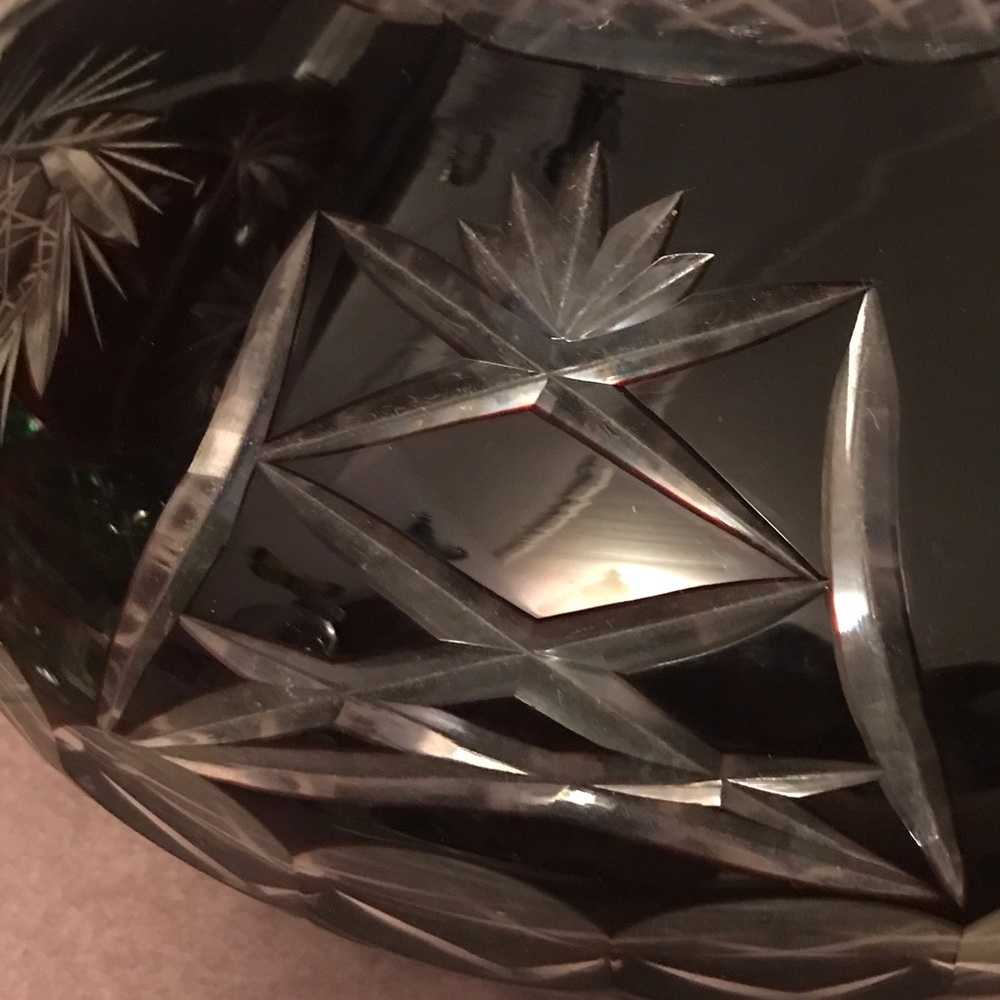 Antique red, cut to clear crystal. GORGEOUS piece, crystal wine decanter ONLY - Picture 4 of 16
